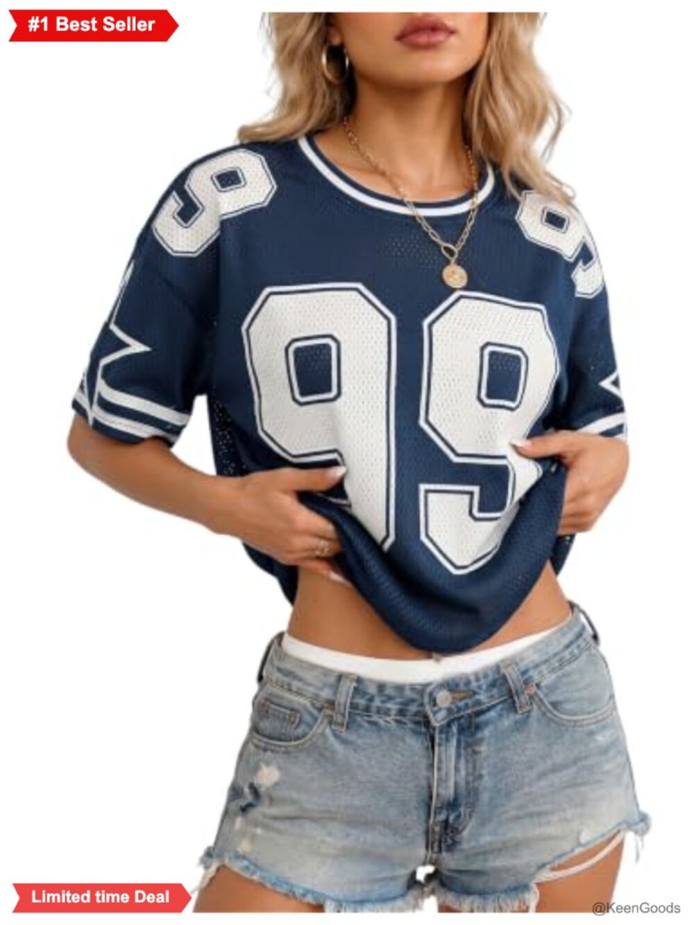 Women's Jersey Shirt Crewneck Short Sleeve Oversized Graphic Tee Y2K Football